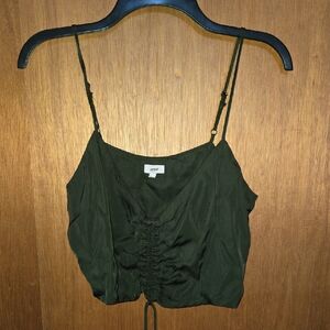Aerie Dark Green Ruched Crop Top